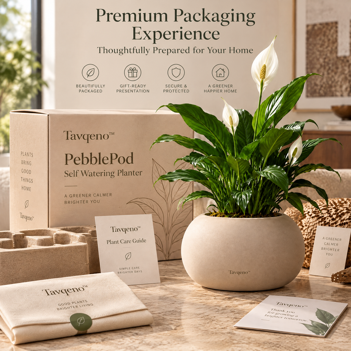 Tavqeno™ PebblePod Self Watering Planter