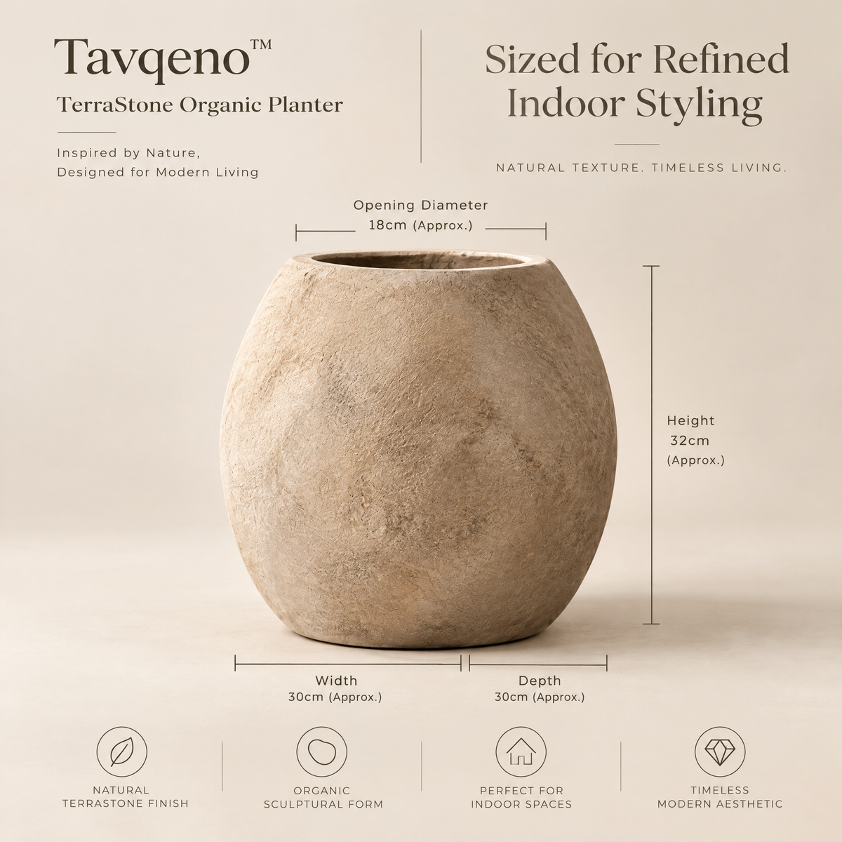Tavqeno™ TerraStone Organic Planter