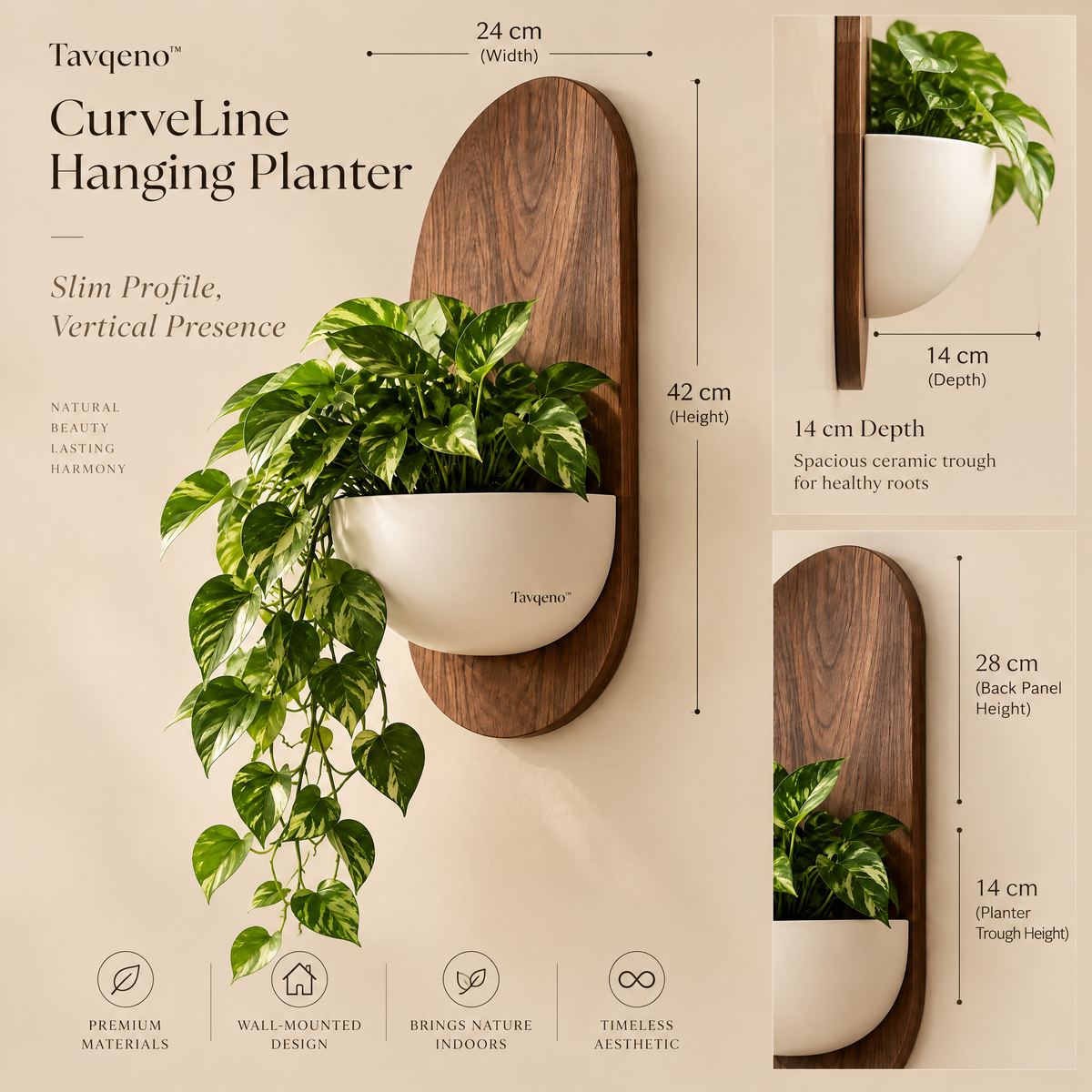Tavqeno™ CurveLine Hanging Planter
