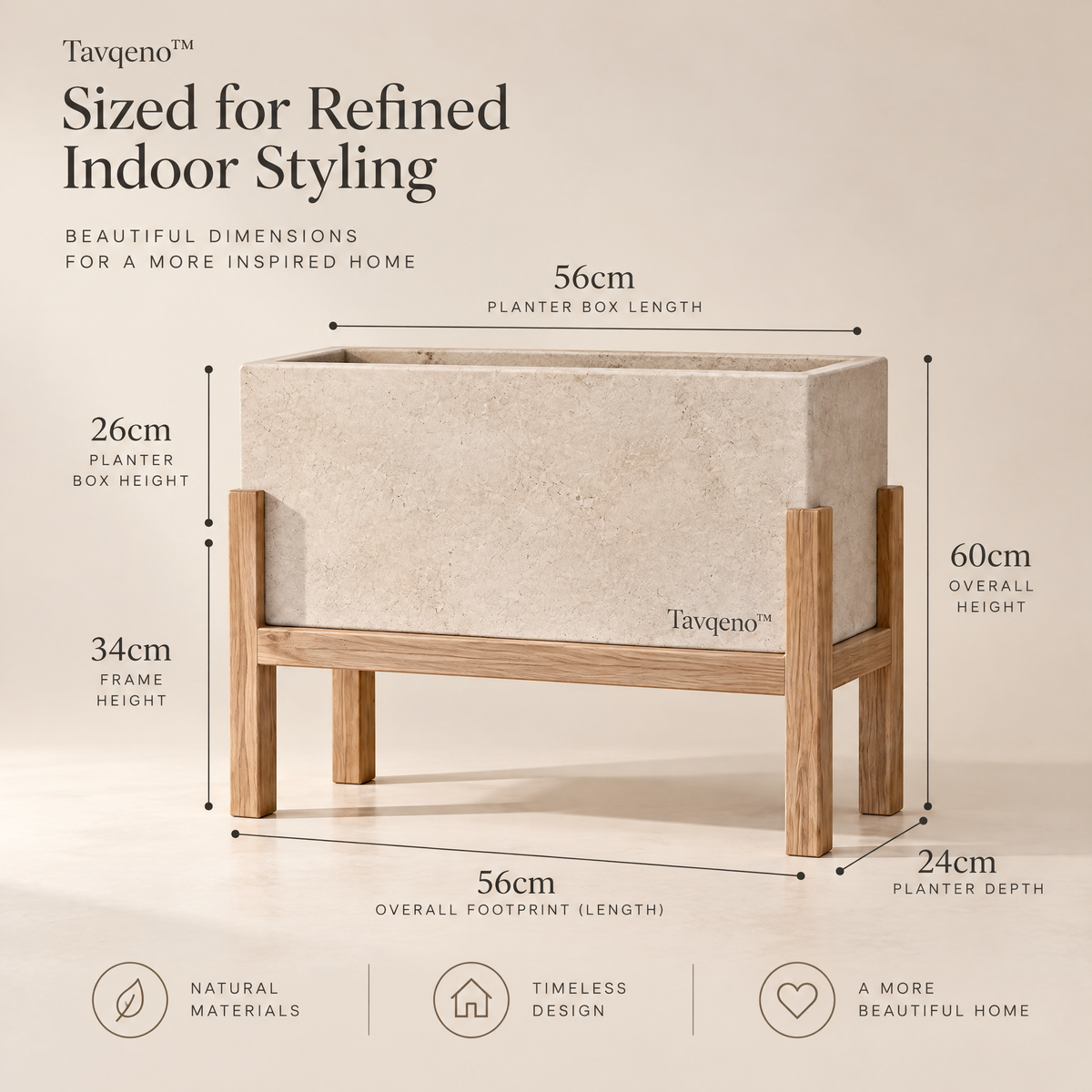 Tavqeno™ StoneFrame Raised Indoor Planter