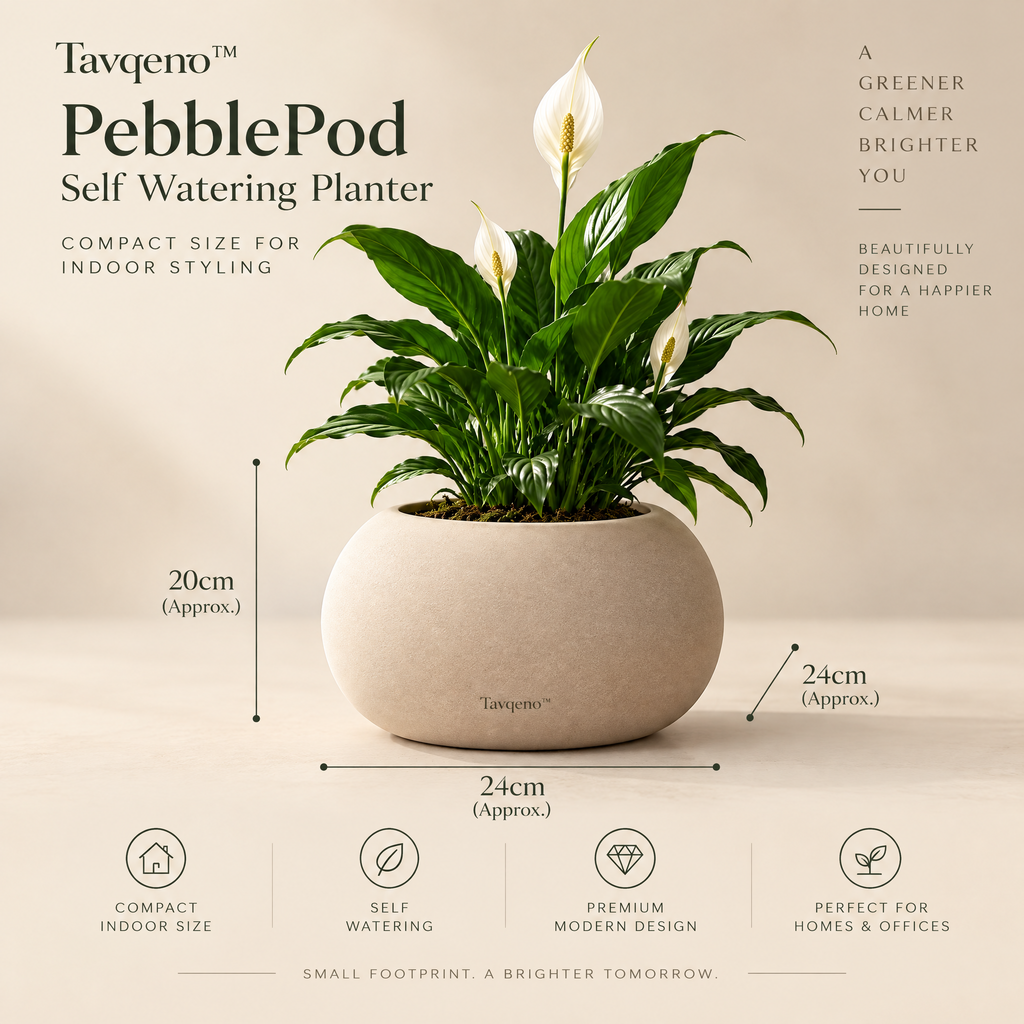 Tavqeno™ PebblePod Self Watering Planter