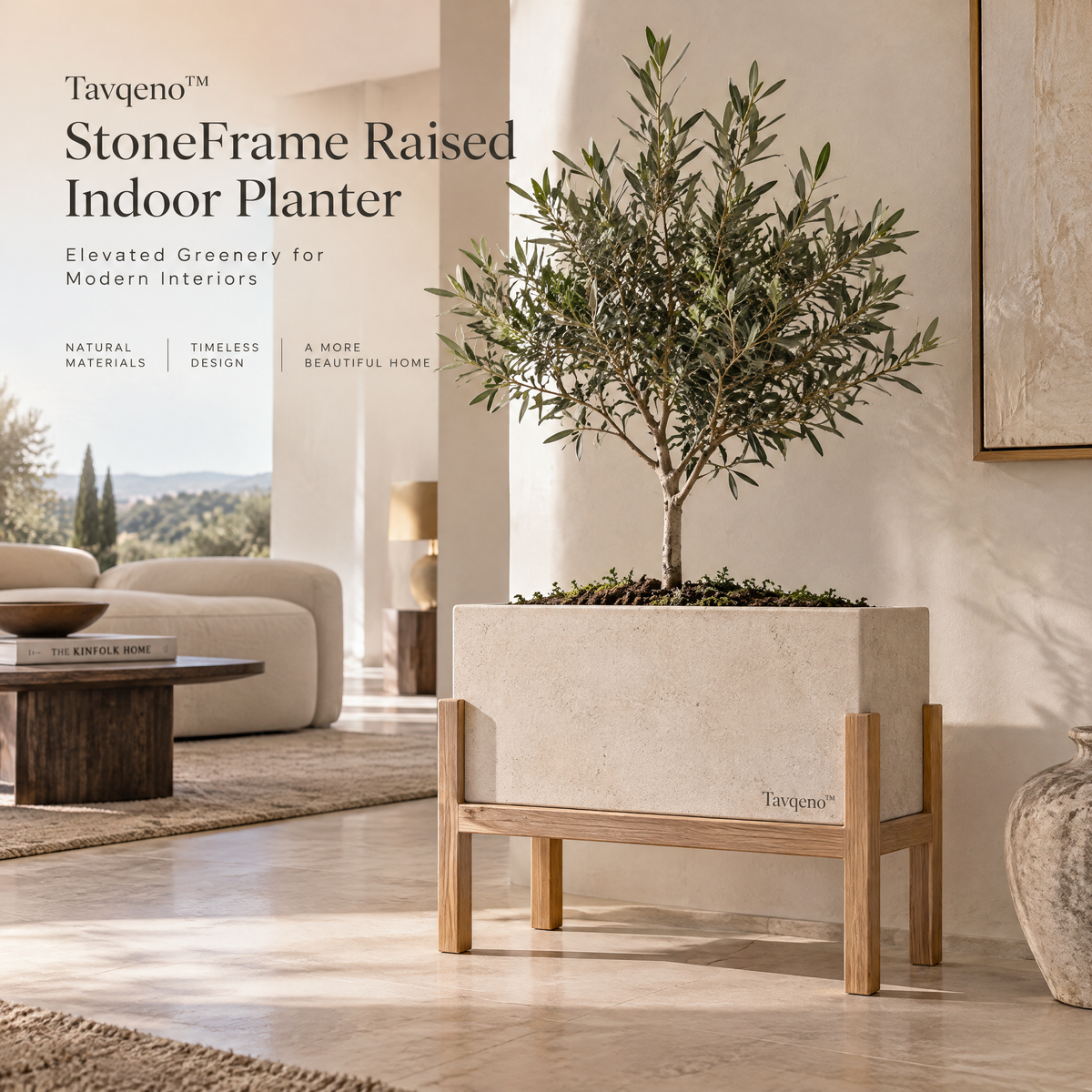 Tavqeno™ StoneFrame Raised Indoor Planter