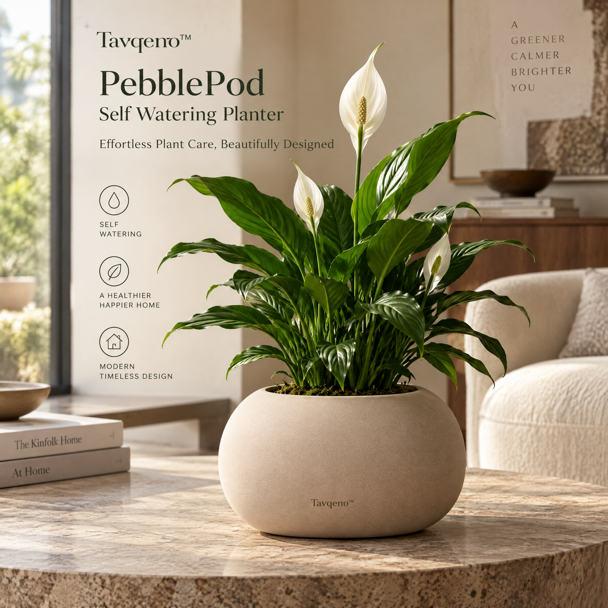 Tavqeno™ PebblePod Self Watering Planter