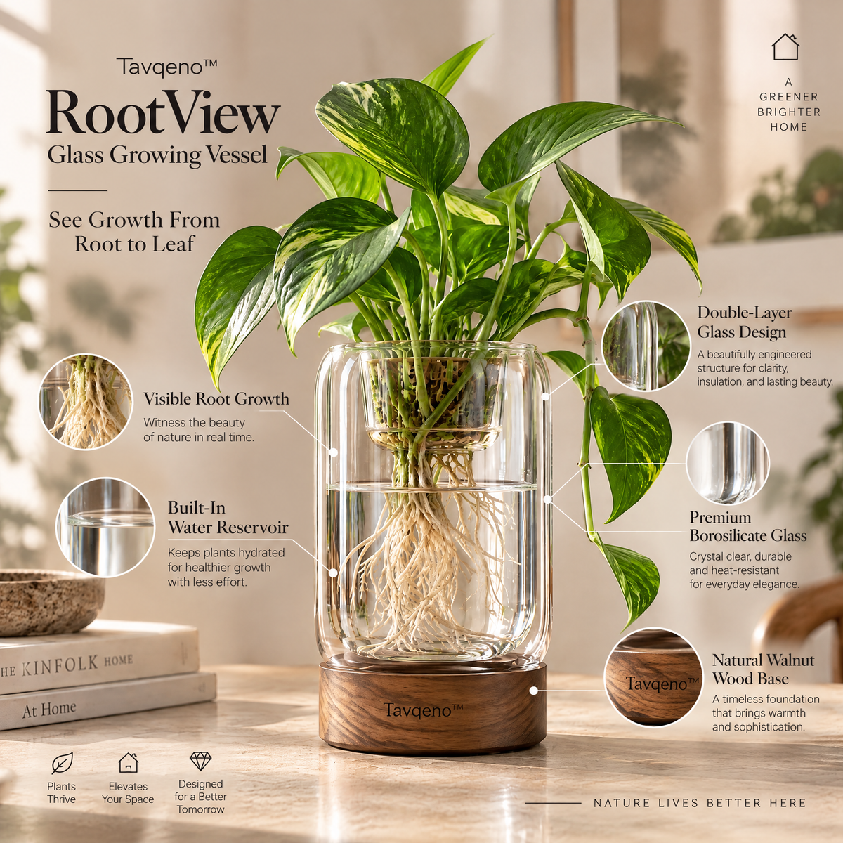 Tavqeno™ RootView Glass Growing Vessel