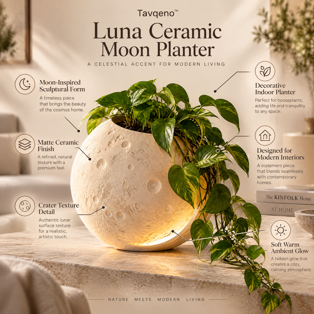 Tavqeno™ Luna Ceramic Moon Planter