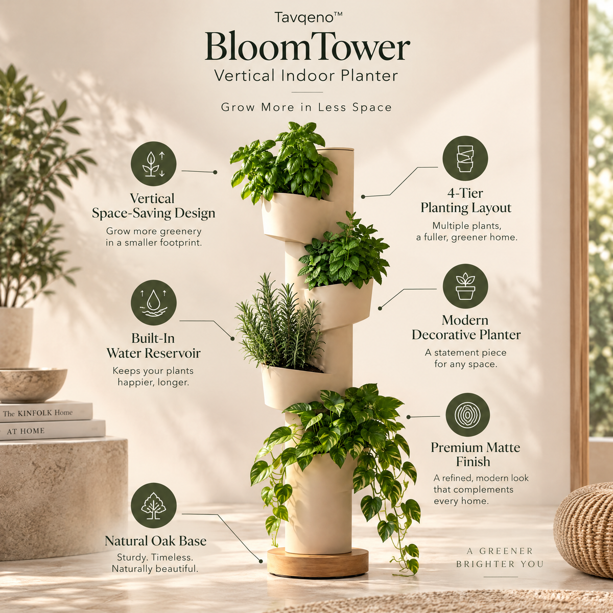 Tavqeno™ BloomTower Vertical Indoor Planter
